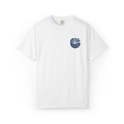 Ocean Wave Pocket T-Shirt — Blue Floral Wave Graphic